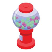 Red bubblegum machine icon isometric . Retro element vector