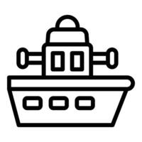 Battleship army power icon outline . War fighting boat vector