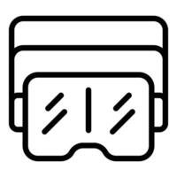 Augmented reality visor icon outline . Futuristic gadget vector