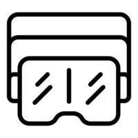 Augmented reality visor icon outline . Futuristic gadget vector