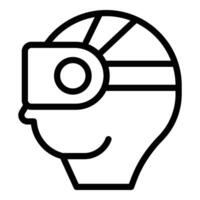 Virtual reality viewing device icon outline . Digital world visor vector