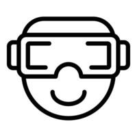Artificial reality headset icon outline . Digital world equipment vector