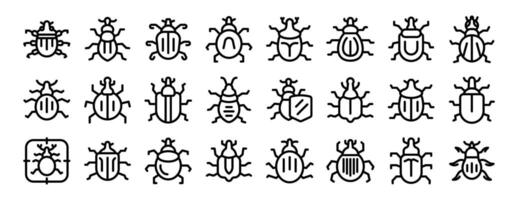 Weevil icons set outline . Palm insect vector