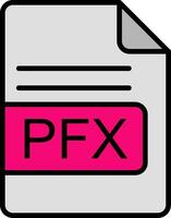 pfx archivo formato línea lleno icono vector