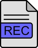 REC File Format Line Filled Icon vector