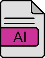 AI File Format Line Filled Icon vector