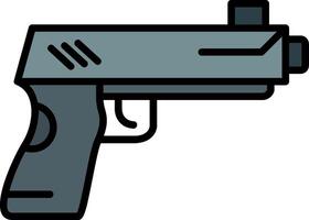 icono lleno de línea de pistola vector