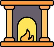 Fireplace Line Filled Icon vector