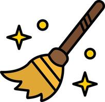 Flying Broom Line Filled Icon vector
