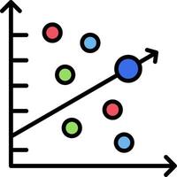 icono lleno de línea de gráfico de dispersión vector