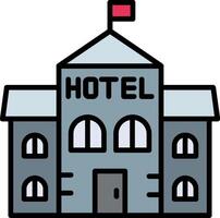 hotel línea lleno icono vector