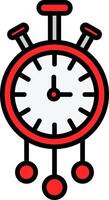 icono lleno de línea de reloj vector