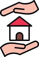 Home Insurance Line Filled Icon vector