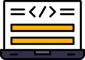 html código línea lleno icono vector