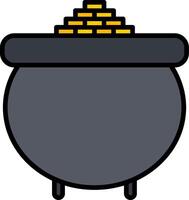 Gold Pot Line Filled Icon vector