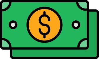 Dollar Bill Line Filled Icon vector