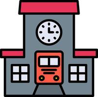 Train Station Line Filled Icon vector