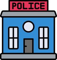 Police Station Line Filled Icon vector