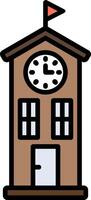 Clock Tower Line Filled Icon vector