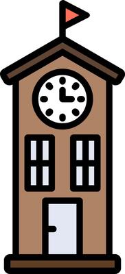 Clock Tower Line Filled Icon