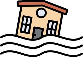 Flooded House Line Filled Icon vector