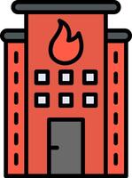 Fire Station Line Filled Icon vector