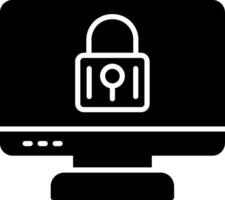 Locked Computer Glyph Icon vector