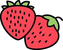 fresas línea lleno icono vector