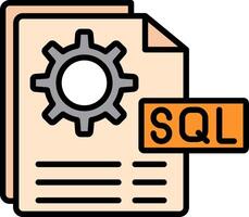 sql archivo línea lleno icono vector
