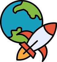 Rocket Ship Line Filled Icon vector