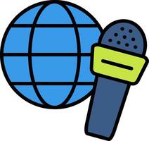 Global News Line Filled Icon vector