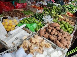 view of activity at traditional market in Surakarta, Indonesia photo