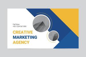 Blue and yellow modern marketing agency cover template vector