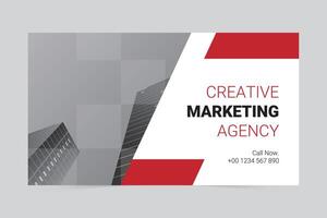 Red modern digital marketing agency cover template vector