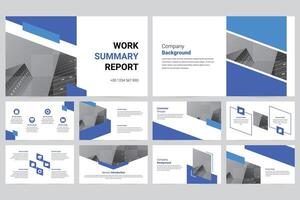 Blue modern business work report slide presentation template vector