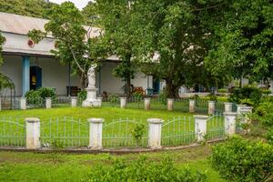 Outdoor park on backyard of vintage house. The photo is suitable for park background, relax and enjoy place content media.