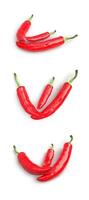 three ripe red chili peppers, illustration, in scene photo