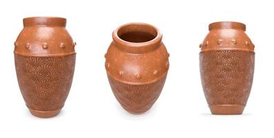 brown decorative clay vase in the setting photo