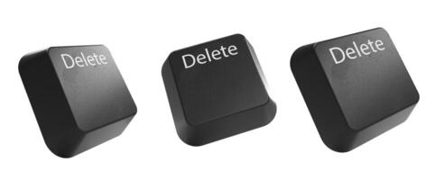 keyboard key released in the scenario, black color, with white writing written delete, to create a scenario photo