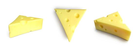 illustration of a small piece of yellow cheese with holes, to create a scene photo
