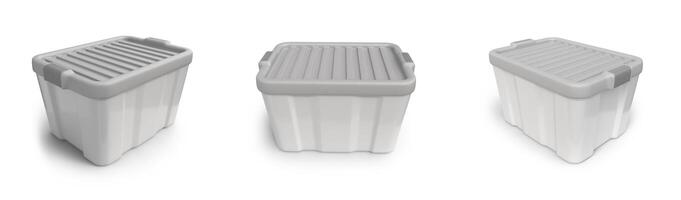 plastic container box with lid and white opener for mockup, scene creation photo