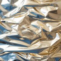 Crumpled silver foil background metal texture photo