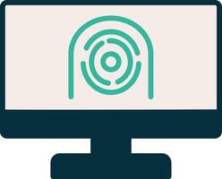 Security Computer Faceprint Flat Icon vector