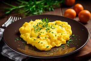 scrambled eggs on a plate photo