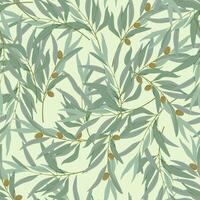 Seamless pattern of olive branches vector