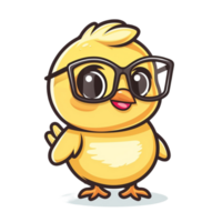 Cute kawaii chicken chibi mascot cartoon style png