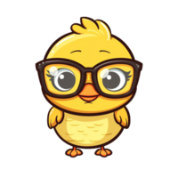 Cute kawaii chicken chibi mascot cartoon style png