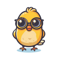 Cute kawaii chicken chibi mascot cartoon style png