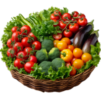 generoso colheita uma vime cesta transbordante com fresco legumes png
