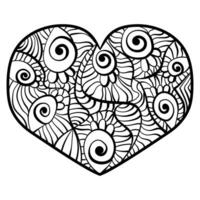 Abstract heart with ornate patterns, heart coloring page for Valentine's Day vector